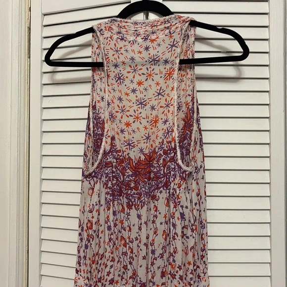 Poupette St. Barth White/Purple/Red Stars & Moons Print Tiered Dress Medium - Picture 5 of 6